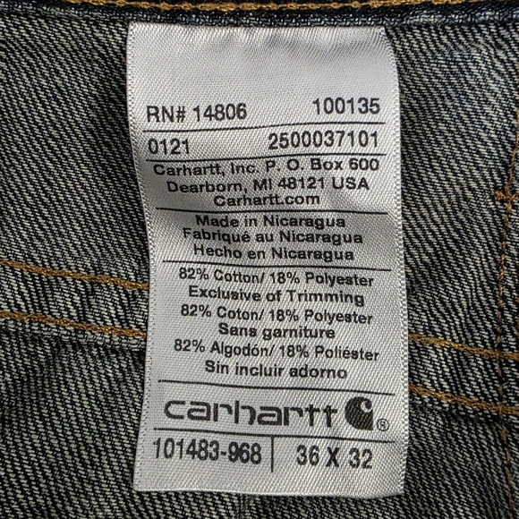 Carhartt Men's Dark Blue Relaxed Fit Holter Jeans, Dark Wash, Size 36x32 - Picture 6 of 6
